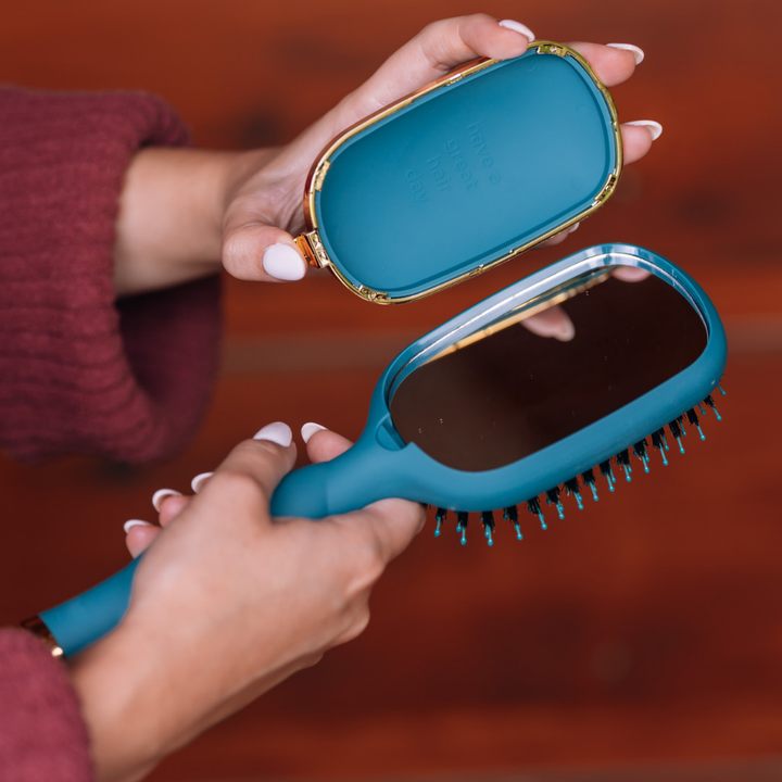 Teleties - Boar Bristle Hair Brush - Teal With It