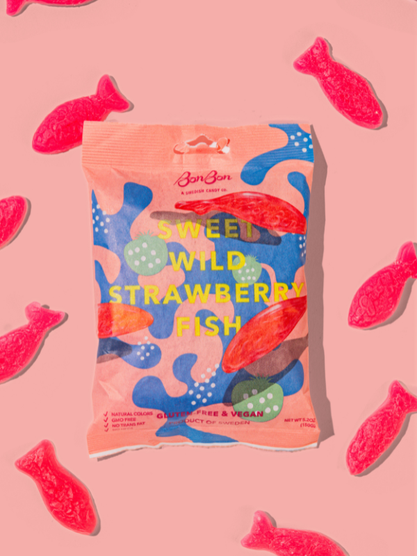 BonBon - Sweet Wild Strawberry Fish - Swedish Candy 5.2oz
