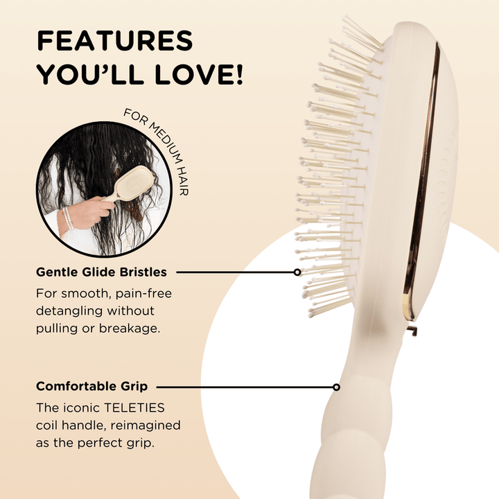 Teleties - Detangler Hair Brush for Medium Hair (Tan)
