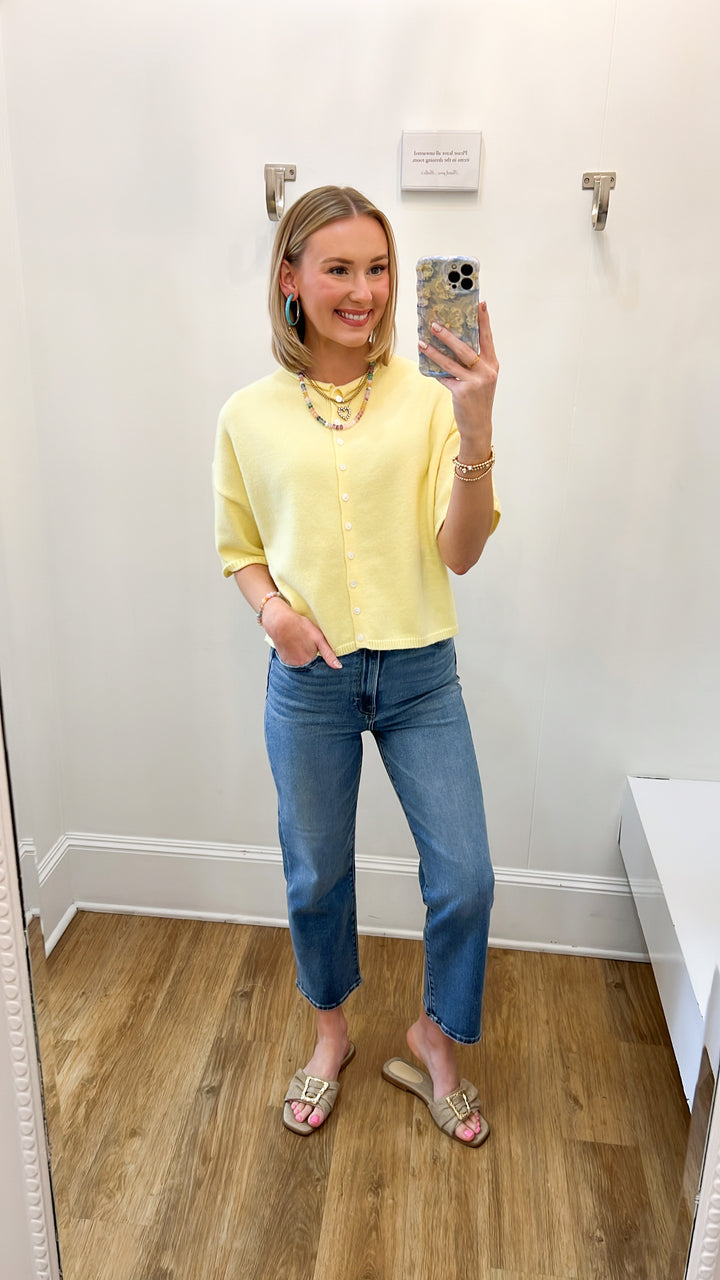 Maddy - Yellow Button Down Cardigan