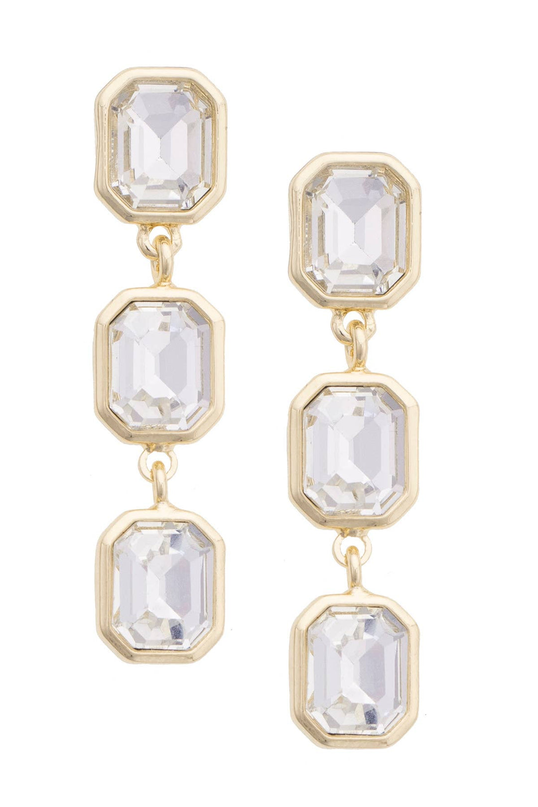 Rhinestone Bezel Trio Earrings