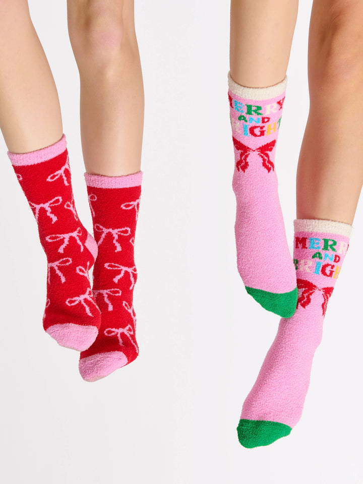 Clarice - Red + Pink Bow Socks