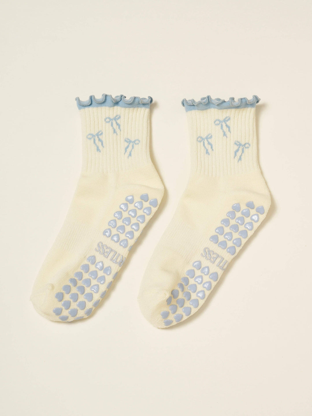 Grip Socks - Bows & Ruffles - Dusty Blue