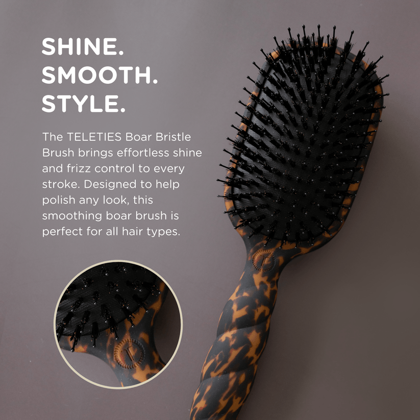 Teleties - Boar Bristle Hair Brush (Tortoise)