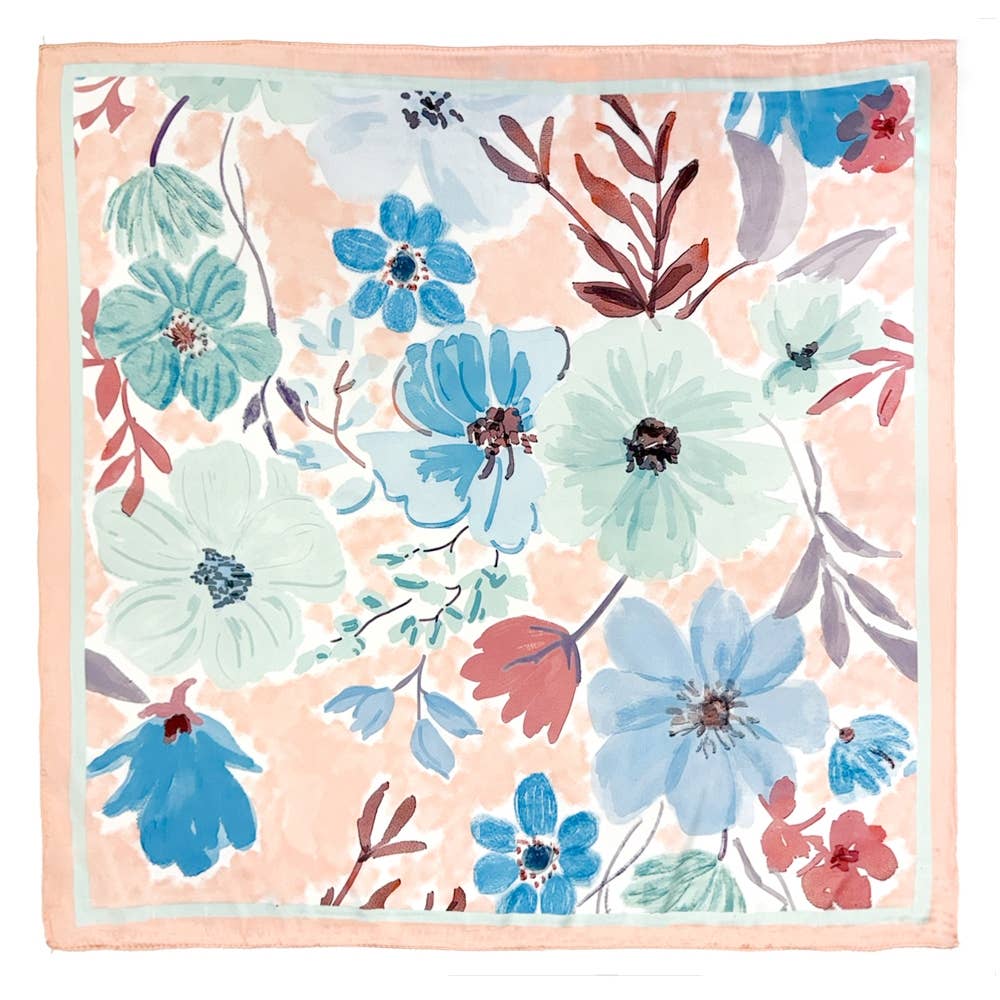 Floral Square Scarf - Peach
