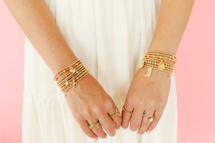 Beaded Blondes - Cross Gold Charm Bracelet (Extended)