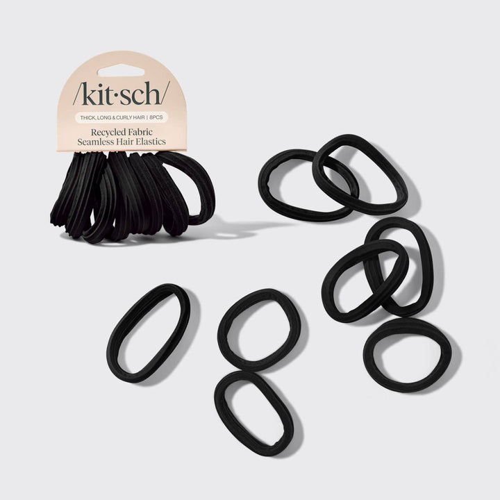 Kitsch - Recycled Seamless Hair Elastics 8pc Set (Black)