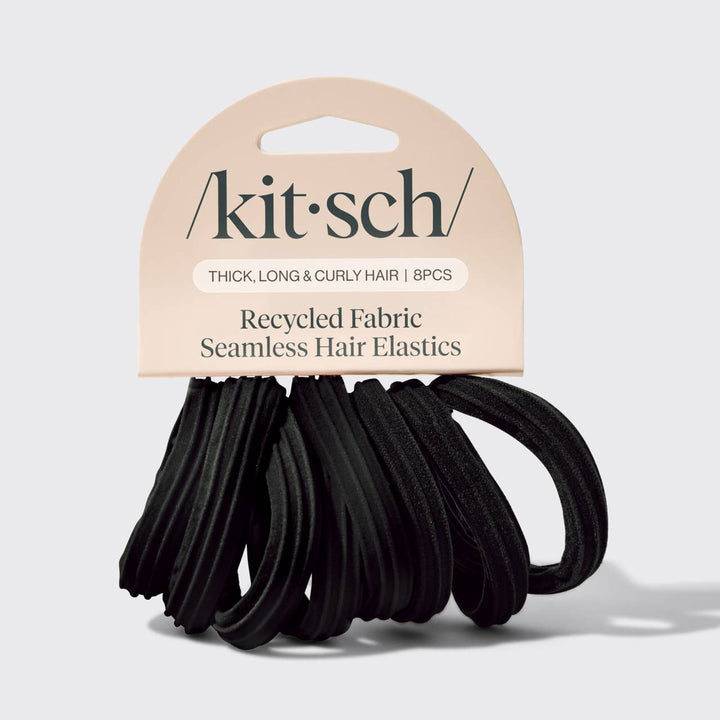 Kitsch - Recycled Seamless Hair Elastics 8pc Set (Black)