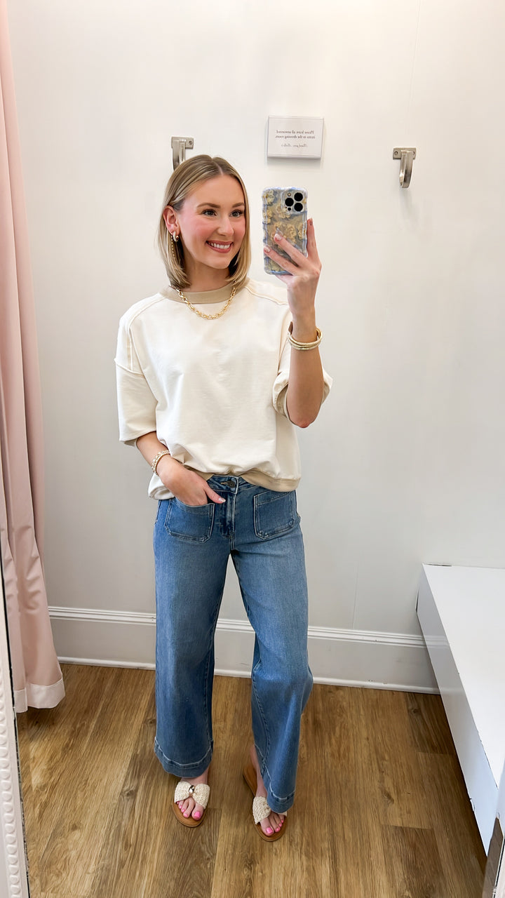 Hattie - Contrast Short Sleeve Top