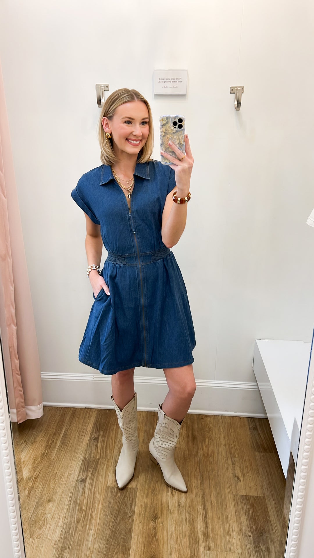 Cassidy - Denim Zip Up Mini Dress