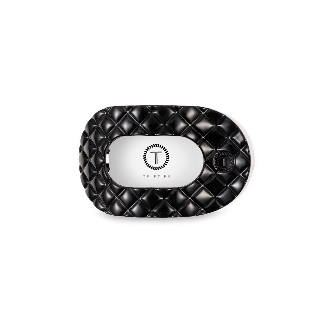Teleties - Flat Round Hair Clip | Small | Jet Black Quilted