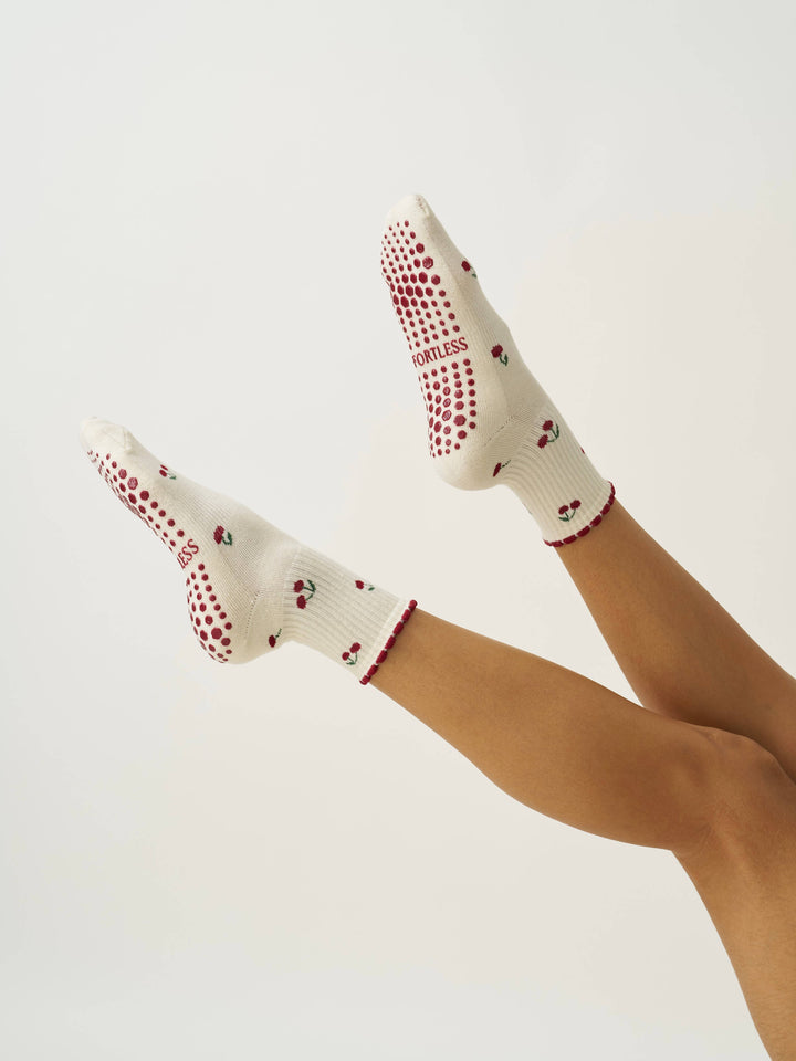 Grip Socks - Little Cherries & Petals