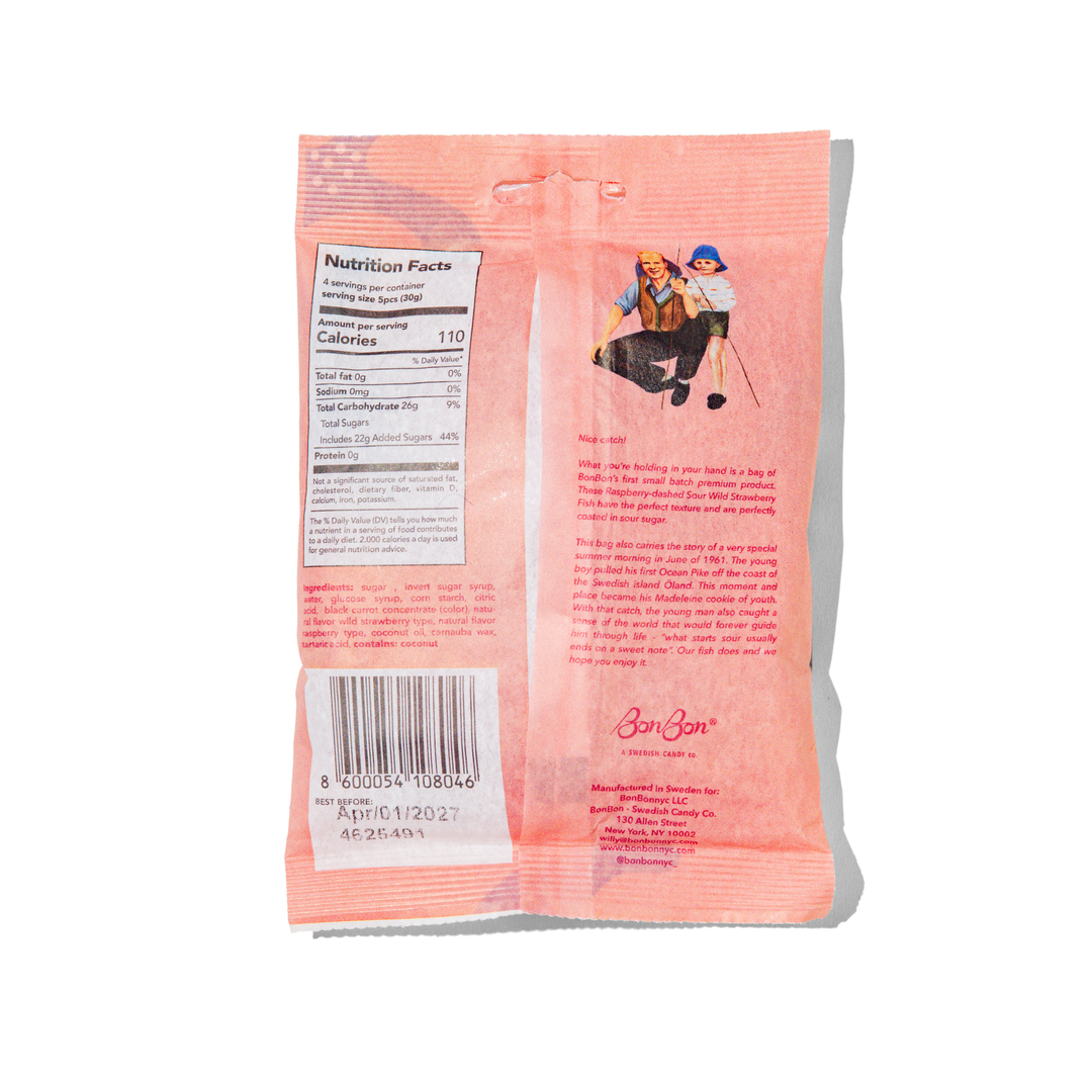 BonBon - Sour Wild Strawberry Fish - Swedish Candy 5.2oz