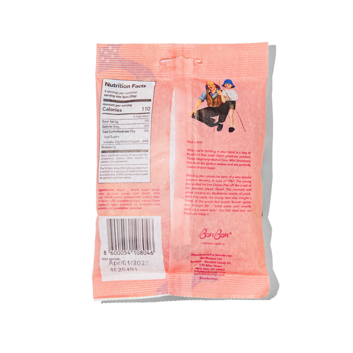 BonBon - Sour Wild Strawberry Fish - Swedish Candy 5.2oz
