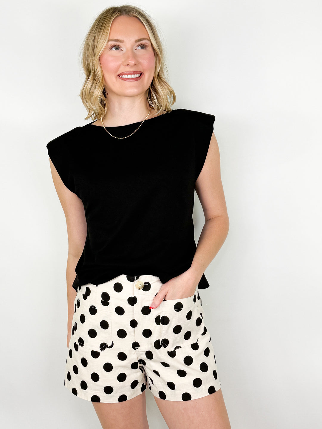 Ria - Black Polka Dot Shorts