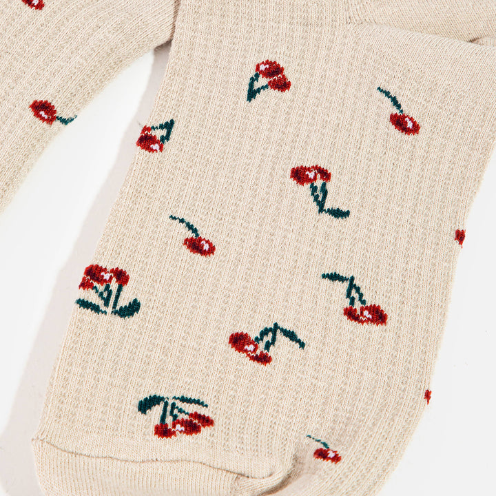 Cherry Print Crew Socks