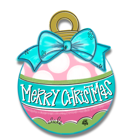 Door Hanger Attachment - Pink and Teal Christmas Bulb