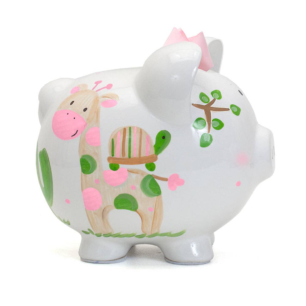 Large Piggy Bank - Pink Tropical Punch