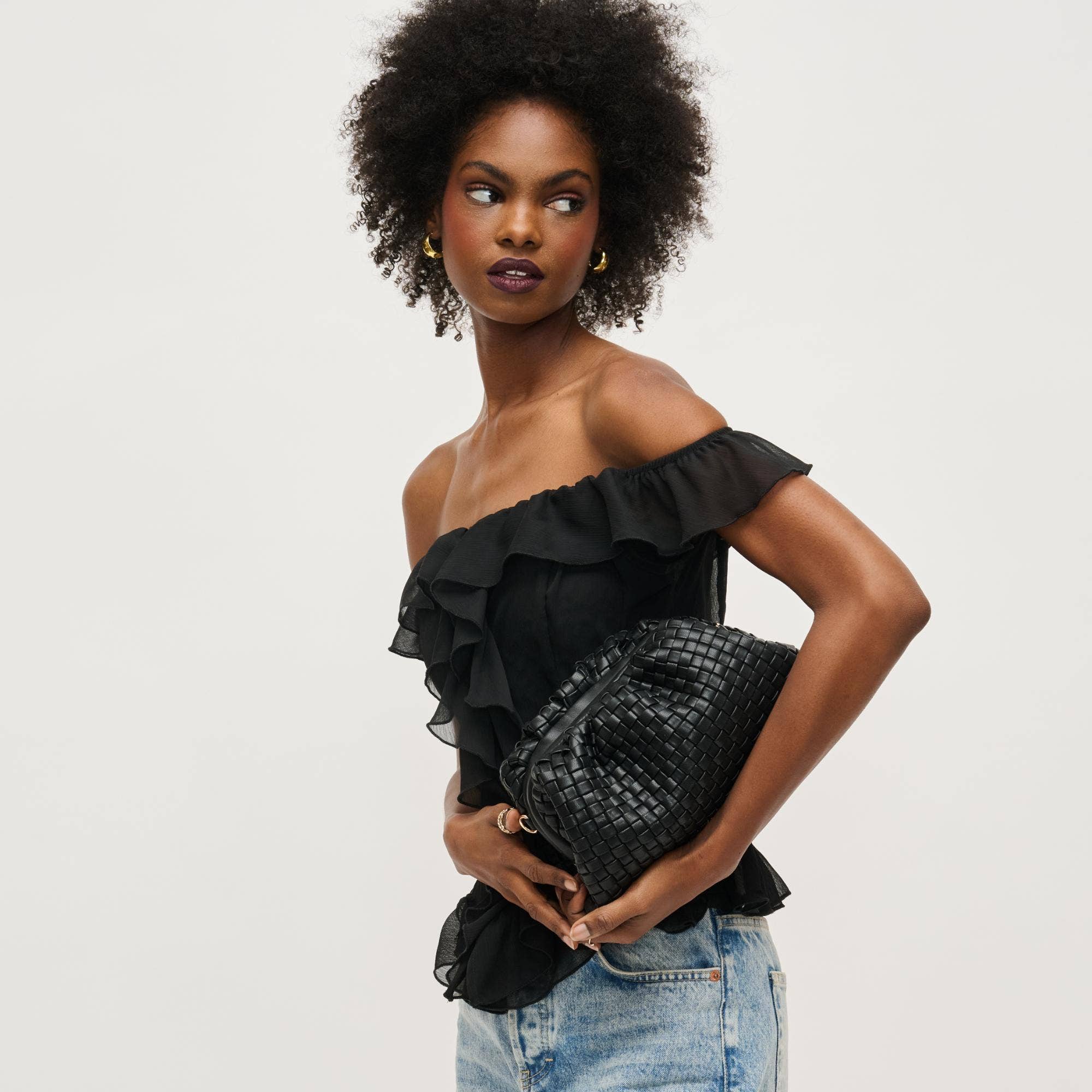 Tate - Woven Frame Clutch (Black)