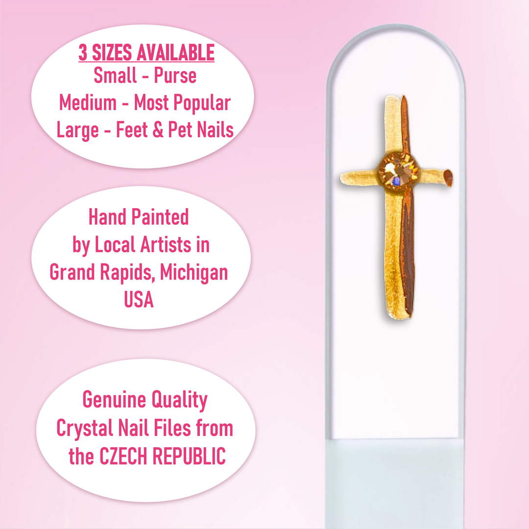 Glass Nail File - Gold Cross