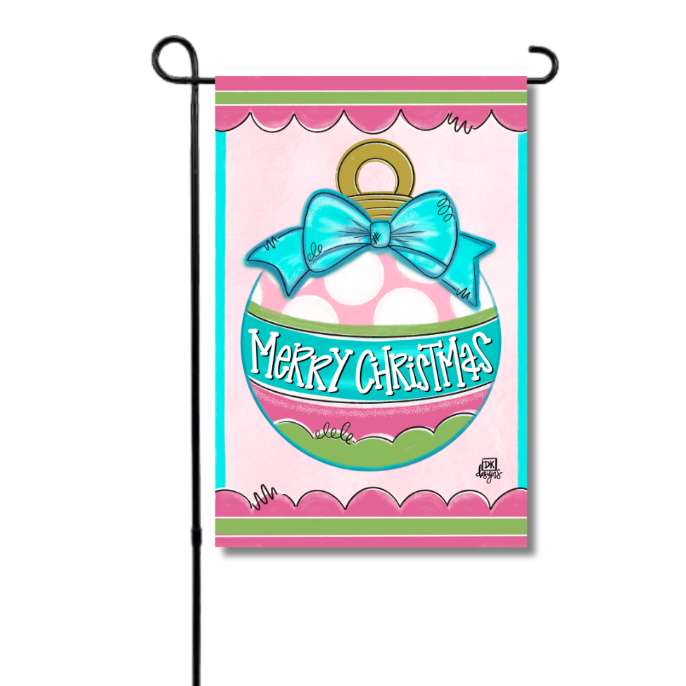 Garden Flag - Pink and Teal Christmas Bulb