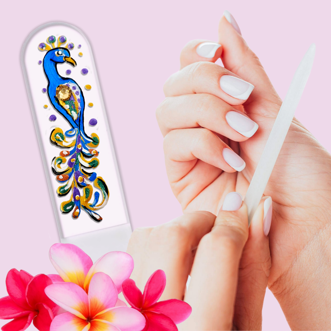 Glass Nail File - Peacock