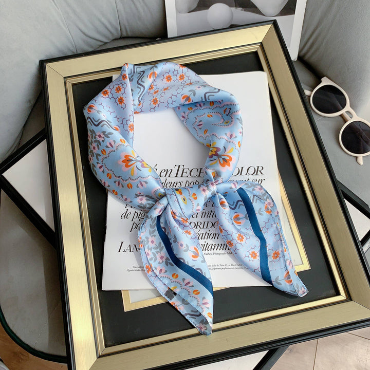 Becki - Blue Floral Silk Scarf