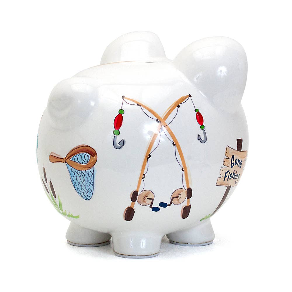 Large Piggy Bank - Gone Fishing