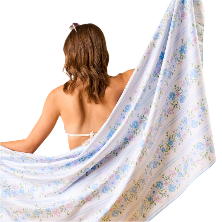 Rosie - XL Quick-Dry Beach Towel - (Petal Parade Blue)