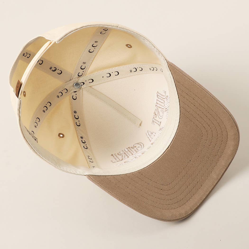 Just A Girl Who Loves Jesus Embroidery Trucker Hat - Beige