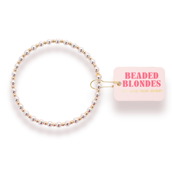 Beaded Blondes - Mini Katy Bracelet in Silver with Gold - Extended