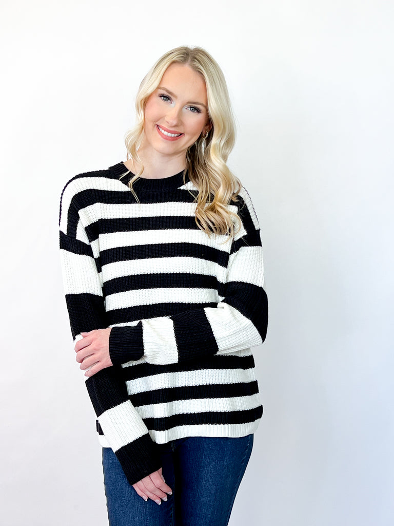 Kerri - Black & White Striped Sweater