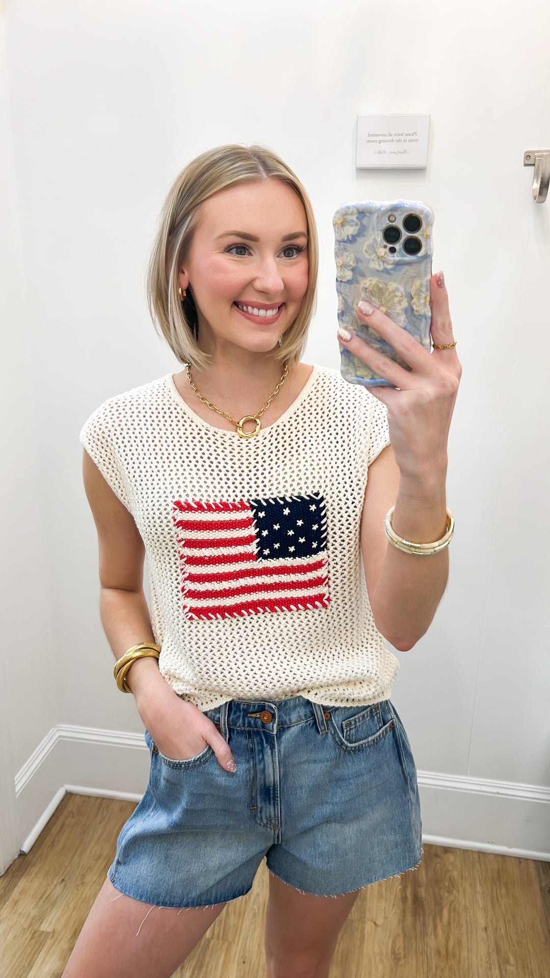 Alissa - American Flag Knit Top