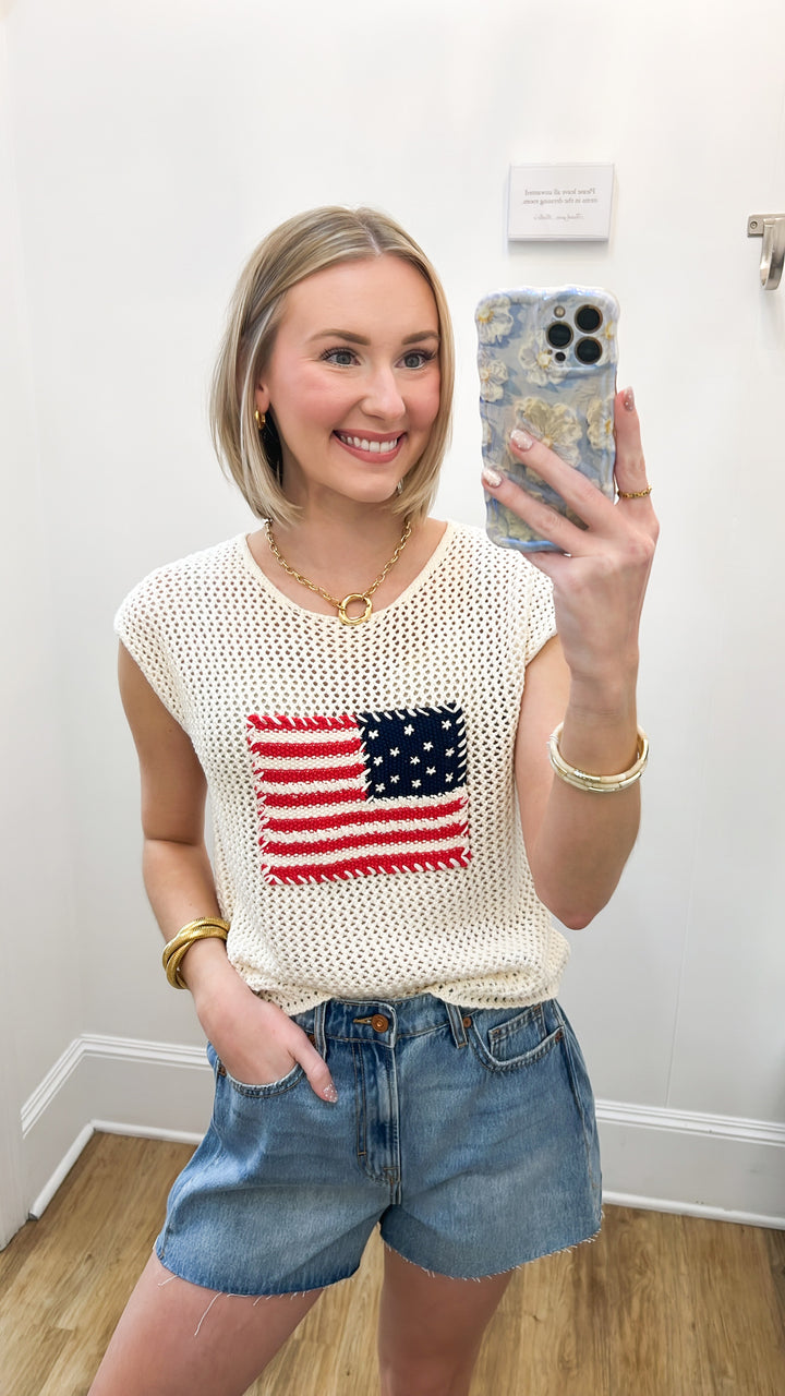 Alissa - American Flag Knit Top