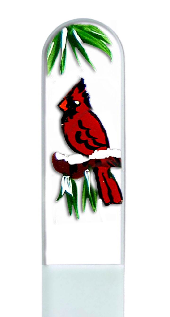 Glass Nail File - Snowy Cardinal
