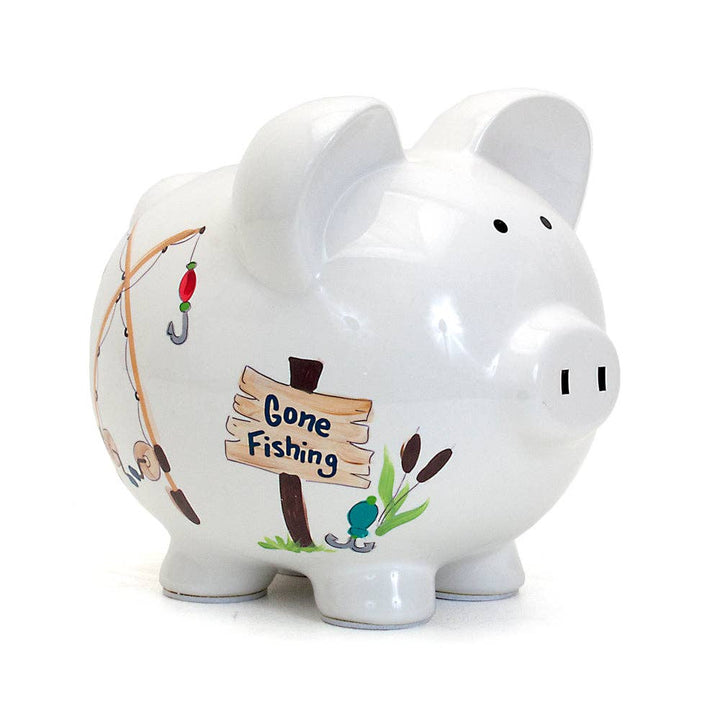 Large Piggy Bank - Gone Fishing