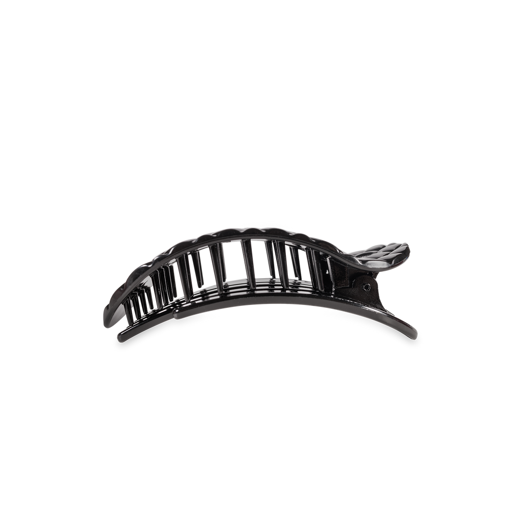 Teleties - Flat Round Hair Clip | Small | Jet Black Quilted