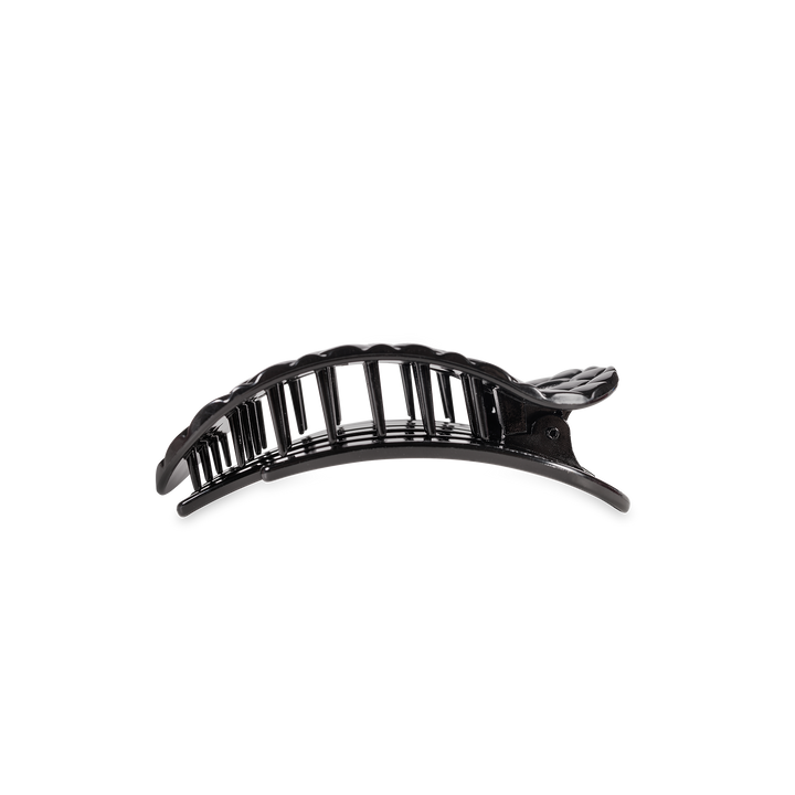 Teleties - Flat Round Hair Clip | Small | Jet Black Quilted