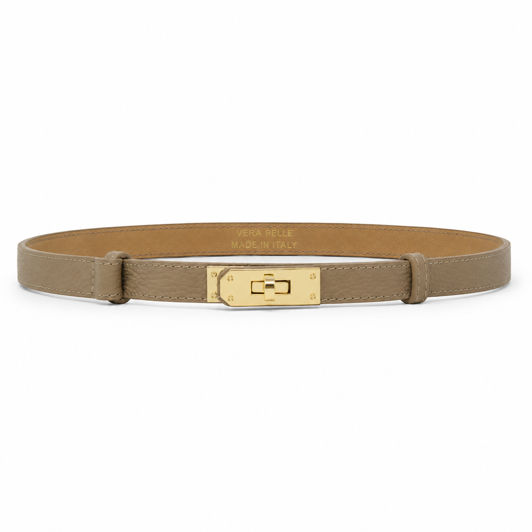 Adjustable Italian Leather Belt (Taupe)