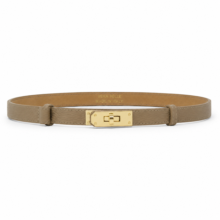 Adjustable Italian Leather Belt (Taupe)