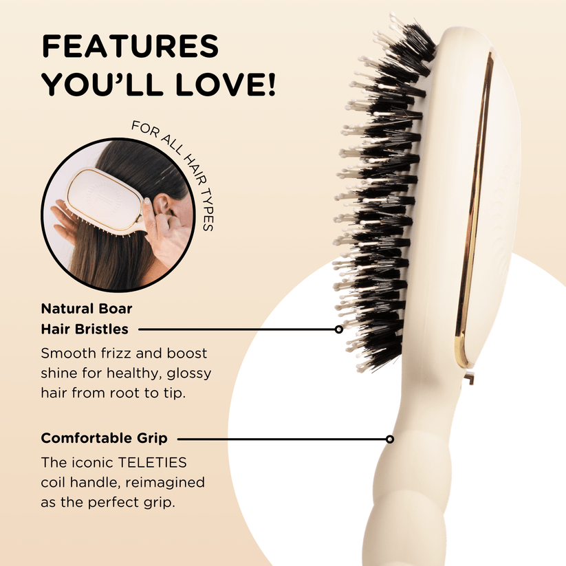 Teleties - Boar Bristle Hair Brush (Tan)