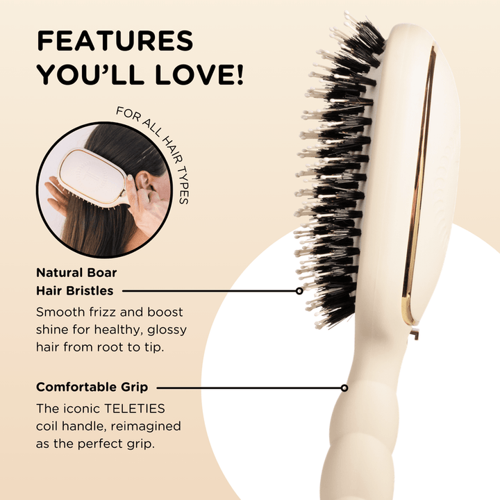 Teleties - Boar Bristle Hair Brush (Tan)
