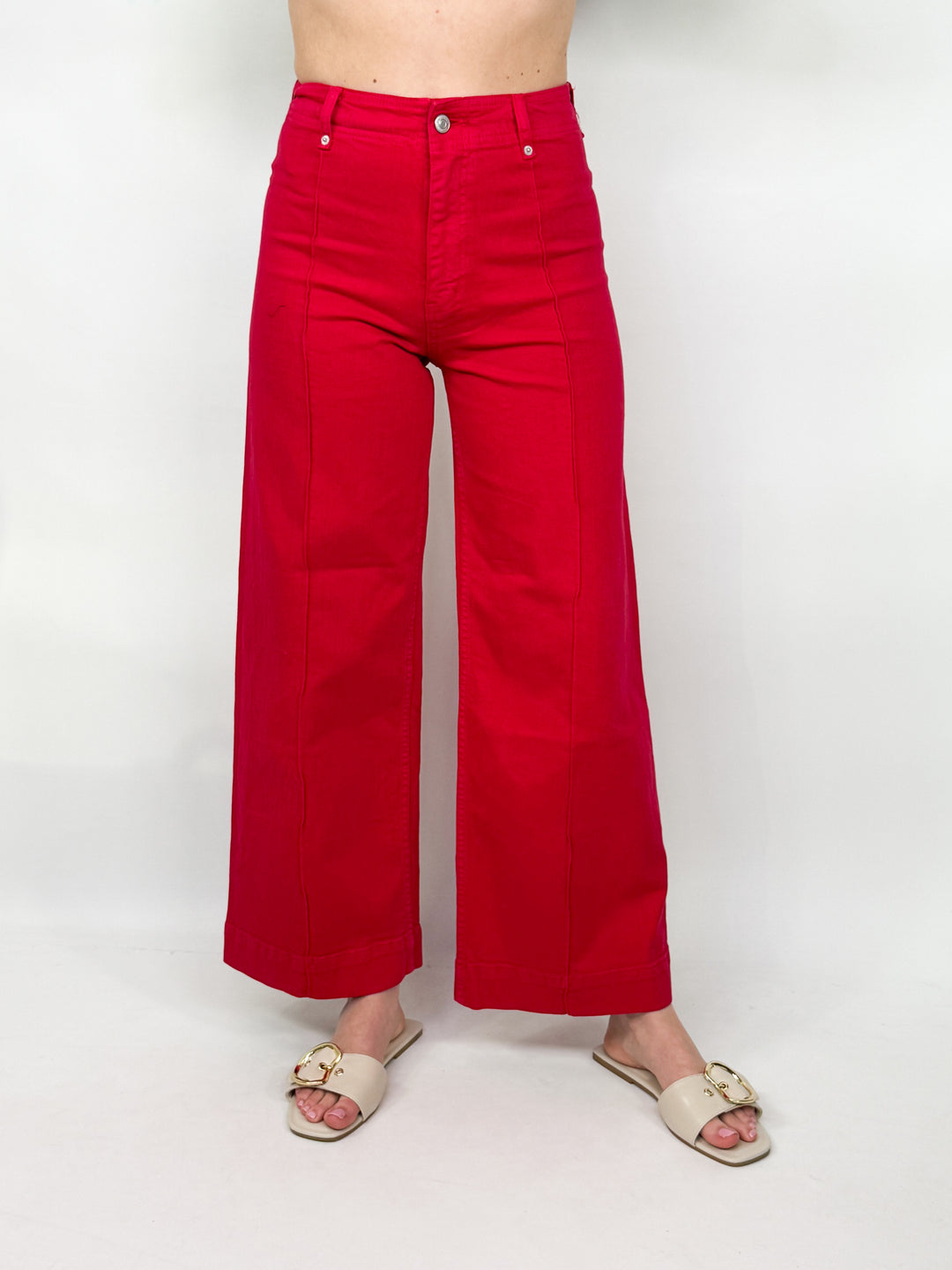 Cora - Wide Leg Red Denim