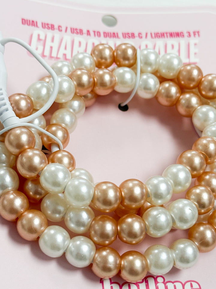 Phone Charging Cable - Champagne Pearl & White Pearl