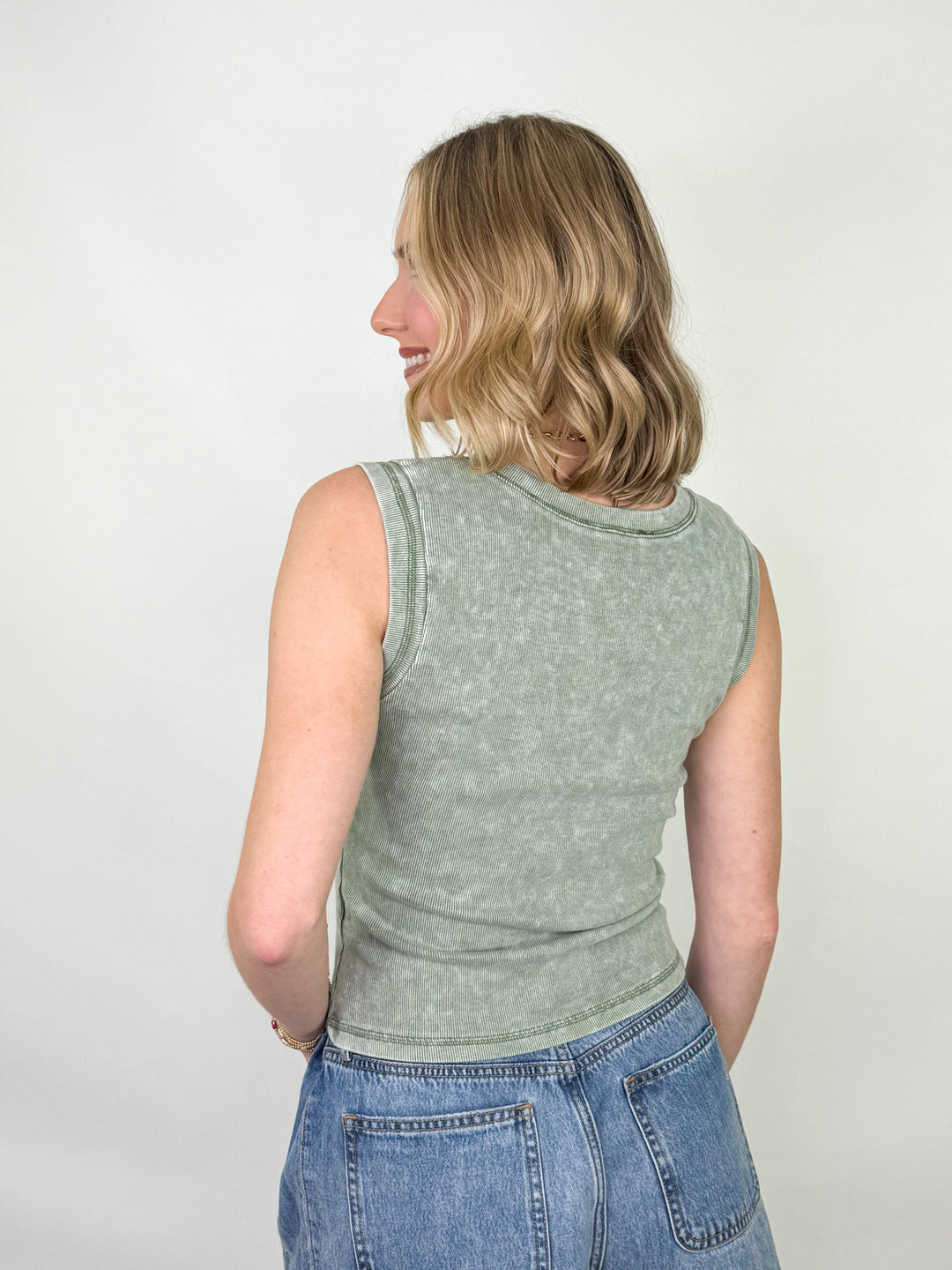 Tristan - Split Neck Tank (Green)