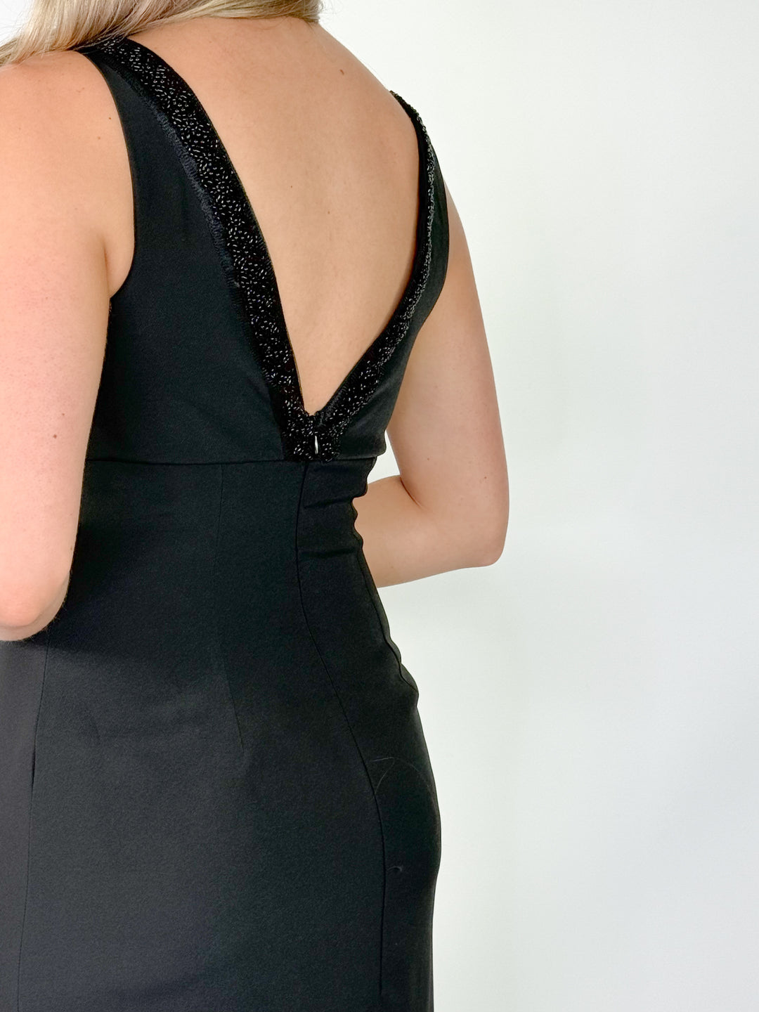 Shirley - Black Beaded Midi Dress