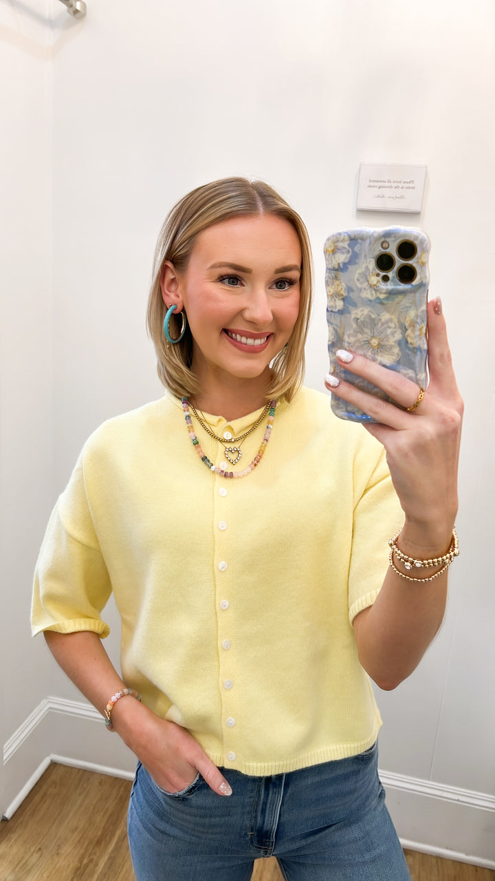 Maddy - Yellow Button Down Cardigan