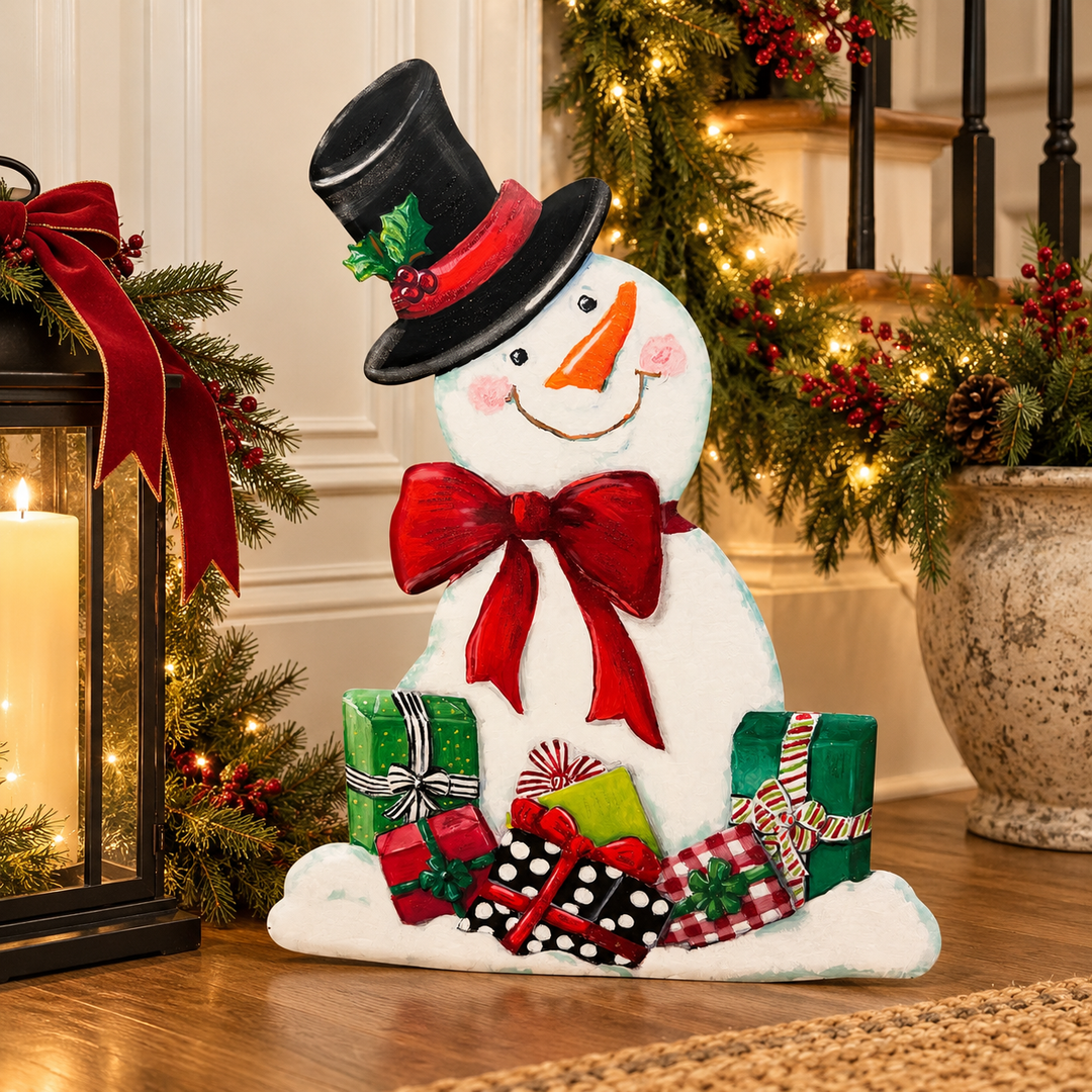 Round Top Collection - Elegant Snowman w/ Gifts