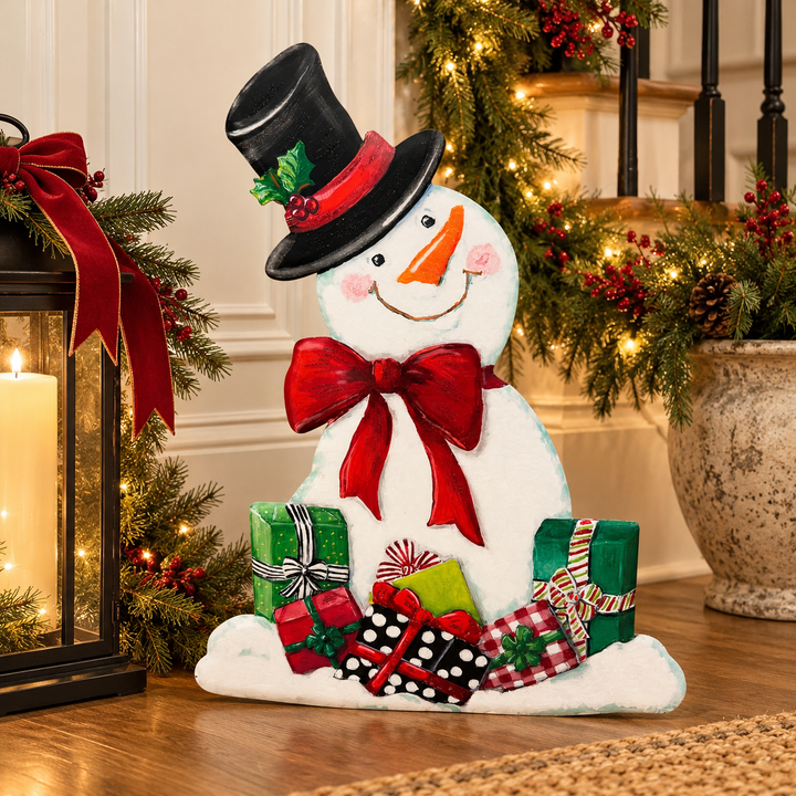 Round Top Collection - Elegant Snowman w/ Gifts