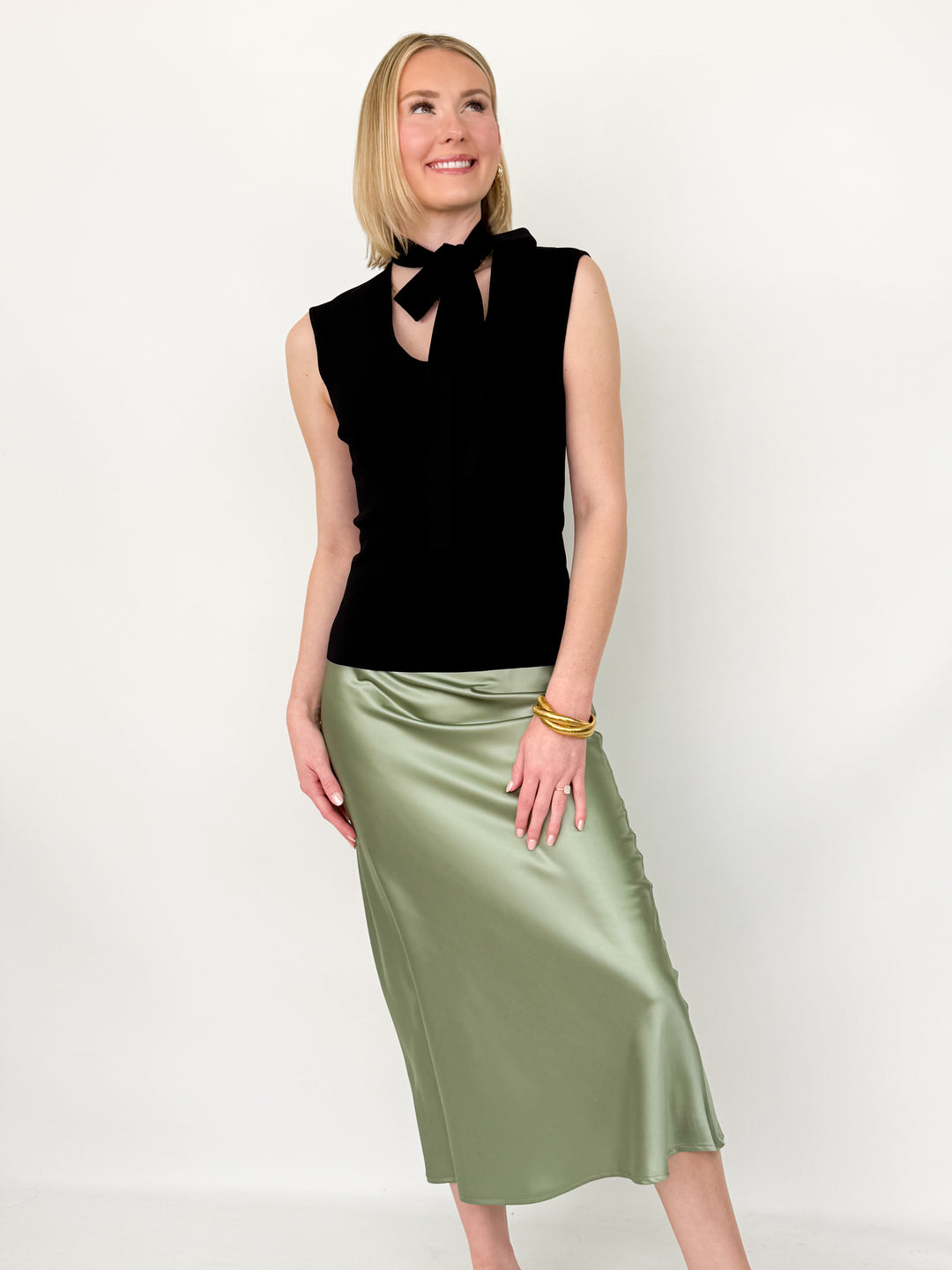 Nelli - Neck Tie Knit Top